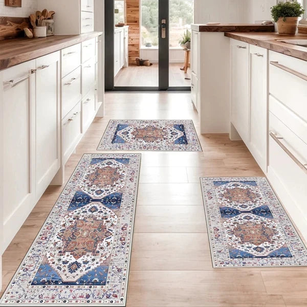 Boho 3-Piece Kitchen Rug Set with Runner