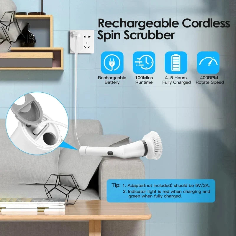 Electric Spin Scrubber – Cordless Rechargeable Cleaning Brush