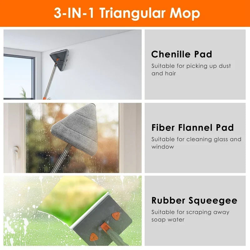 2-in-1 Baseboard Cleaner & Wall Cleaner Mop with Squeegee