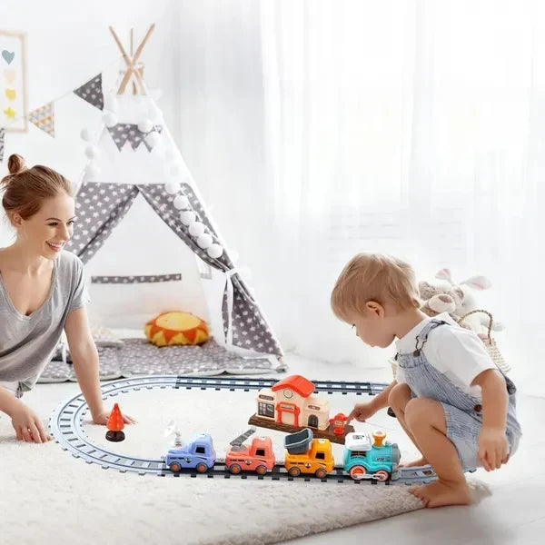 Electric Train Set With Smokes Light Sound Remote Magnetic Train Toys With Locomotive 3 Trucks Gifts For Kids Aged 3 4 5 6 Year Old