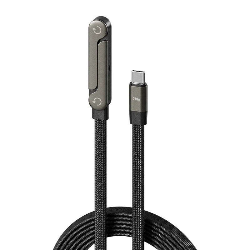 240W Foldable Stand Data Cable, Right-angle Connector, Dual-C Braided Cable