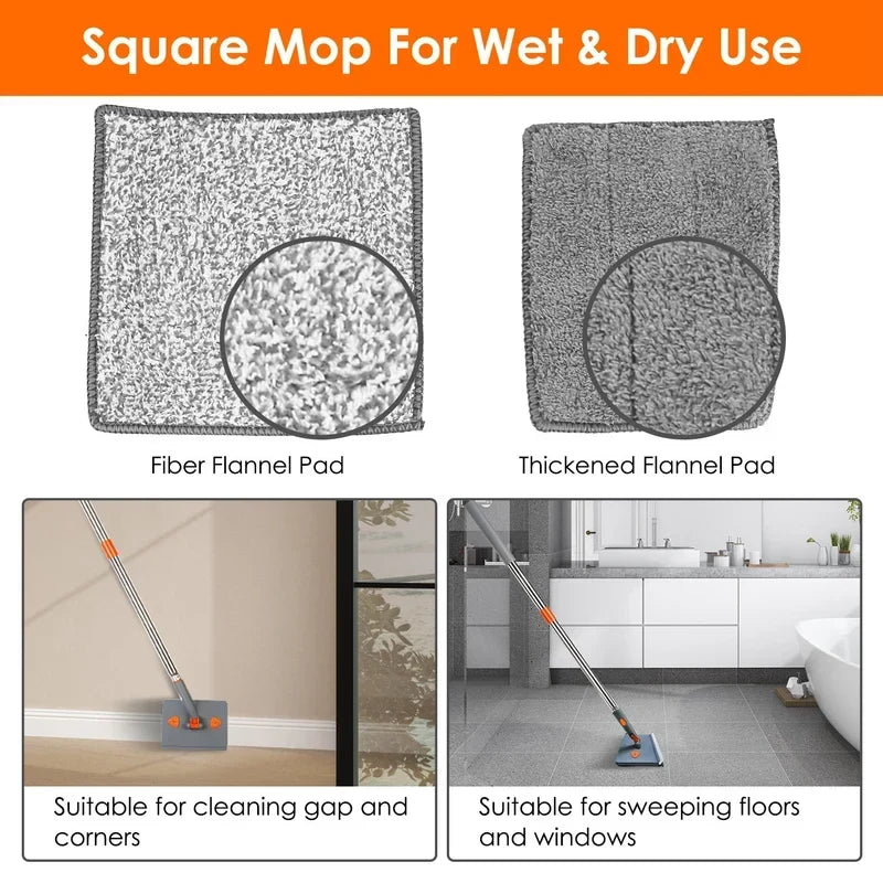 2-in-1 Baseboard Cleaner & Wall Cleaner Mop with Squeegee
