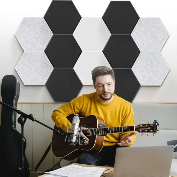 6-Inch Hexagon Acoustic Sound Panels – 9mm Polyester Fiber Wall Tiles