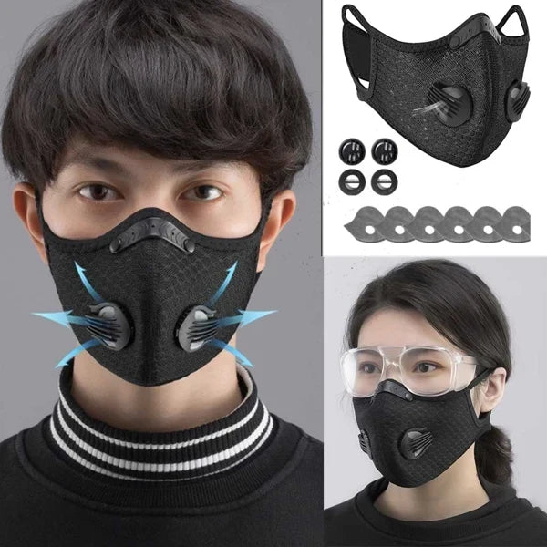 Reusable Half Face Cover Mask with Filter – Black