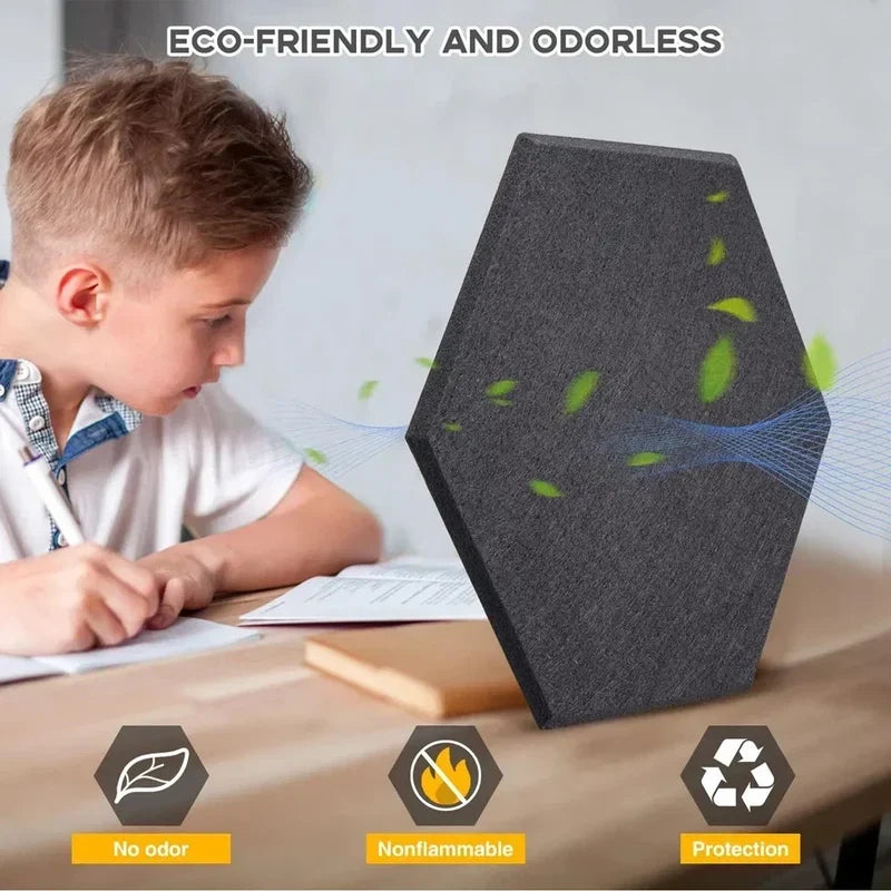 6-Inch Hexagon Acoustic Sound Panels – 9mm Polyester Fiber Wall Tiles