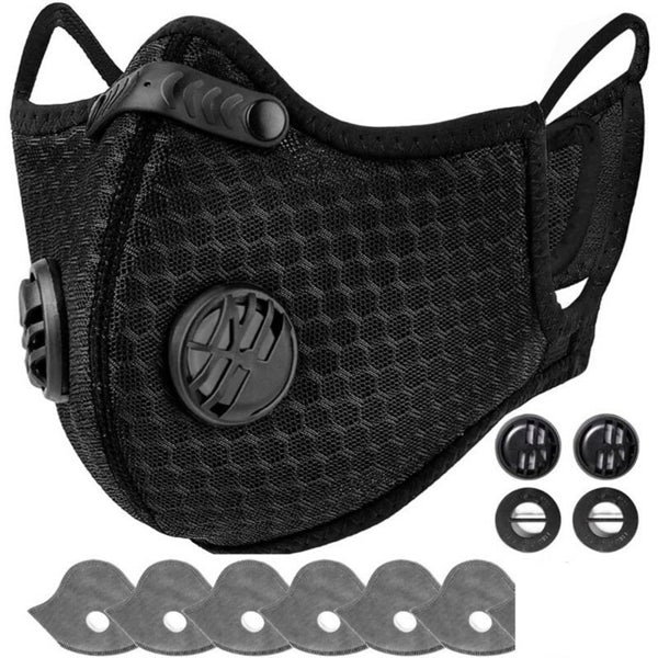 Reusable Half Face Cover Mask with Filter – Black